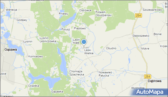 mapa Laski Wielkie, Laski Wielkie gmina Gąsawa na mapie Targeo